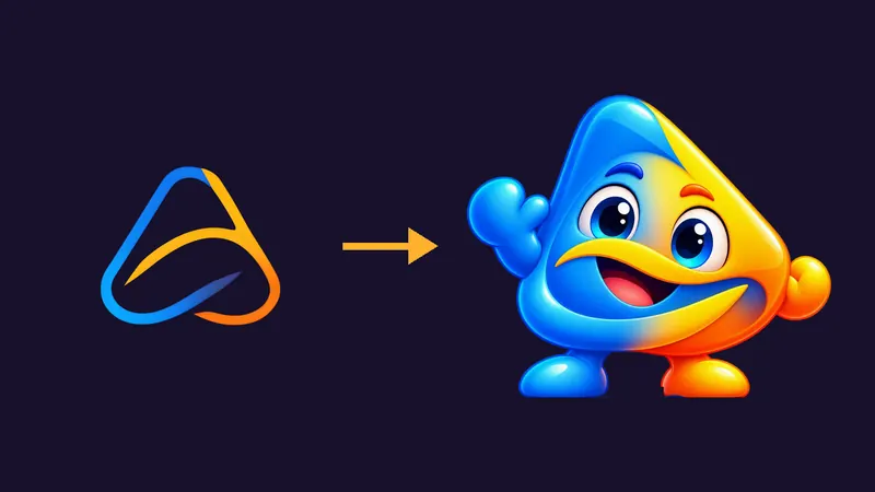 The slonge solutions triangle logo next to the Slonge Games mascot, a waving blue and orange triangle.