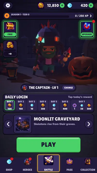 In-game home screen: The Captain wearing the Kraken Lord skin.